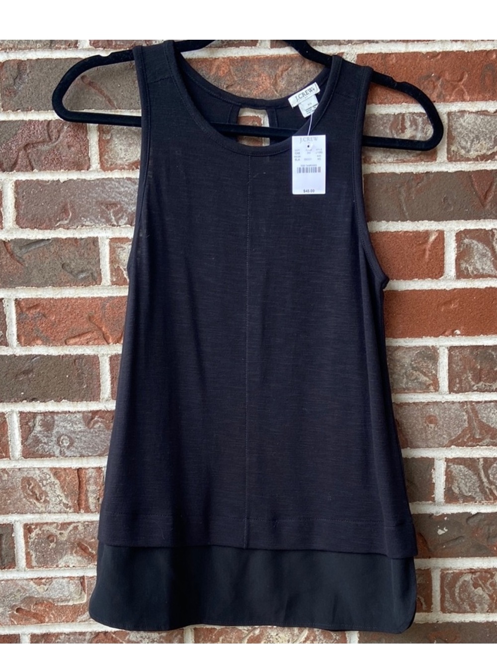 J. Crew Black Sleeveless Layered-Hem Tank